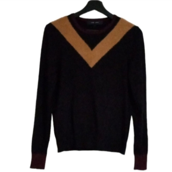 chee cho Sweaters - Black and Brown V-Neck Sweater Ptp 18" Length 24" By Cheecho